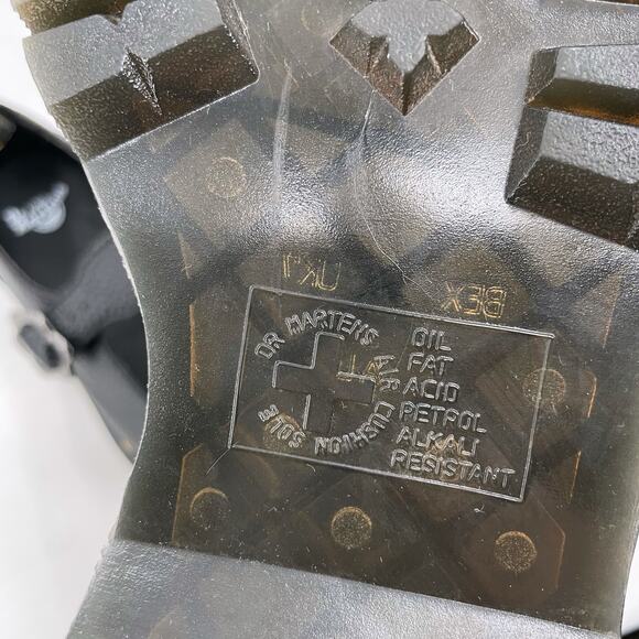 Dr. Martens Addina Platform Mary Janes Black Leather Flower Buckle Shoes Size 9 - Picture 10 of 11